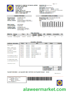 Electricity Company of Ghana Ltd utility business bill,SCR